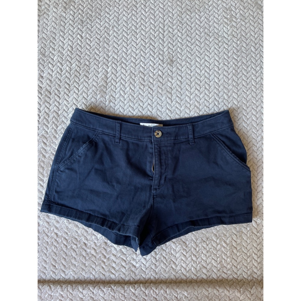 Abercrombie & Fitch Womens Navy Blue Chino Shorts Size 8 W29 Mid Rise Twill